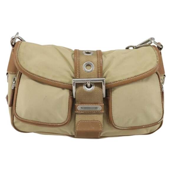 Prada Handbags - Prada Nylon Shoulder Bag Beige